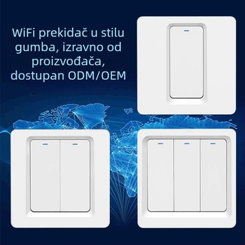 Inteligentni prekidač s gumbom i WiFi, glasovno upravljanje Alexa i daljinsko upravljanje putem aplikacije (AC110-240V, montažni otvor 86×86 mm, ploča od čistog bakra, 3C ocjena do 400V)