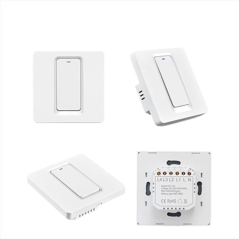 Inteligentni prekidač s gumbom i WiFi, glasovno upravljanje Alexa i daljinsko upravljanje putem aplikacije (AC110-240V, montažni otvor 86×86 mm, ploča od čistog bakra, 3C ocjena do 400V)