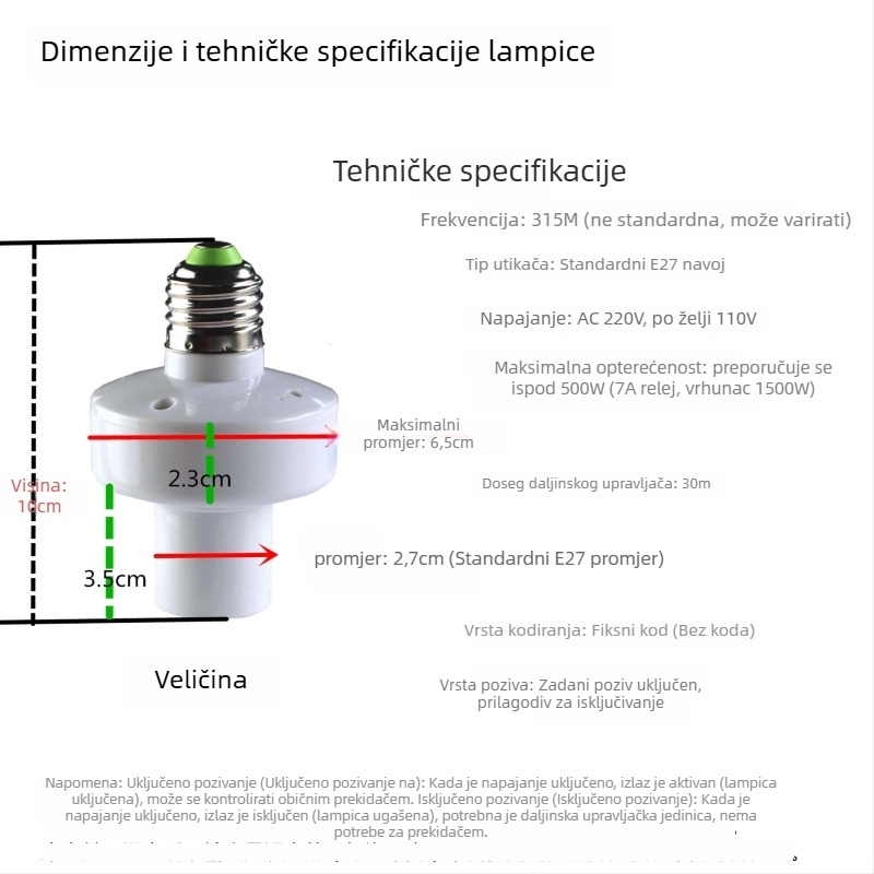 Višekanalski daljinski prekidač rasvjete za kućnu/poslovnu/fabričku upotrebu, radna temperatura -20°C do 60°C