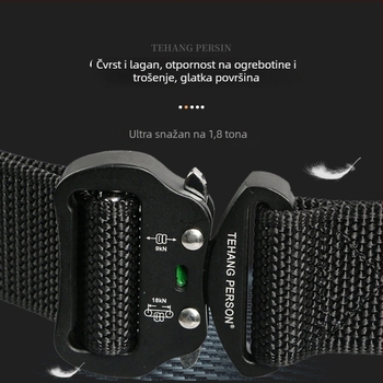 Muški taktički pojas s aluminijskom kopčom, najlon remen, širina 3,8 cm, višenamjenski za sport i aktivnosti na otvorenom, elektroplatiranje