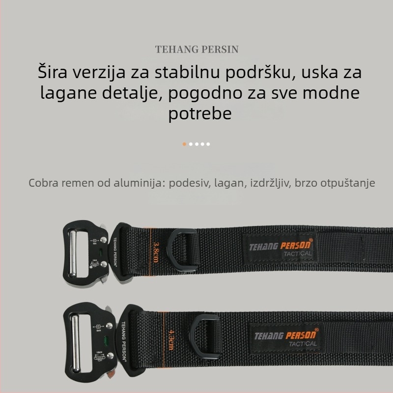 Muški taktički pojas s aluminijskom kopčom, najlon remen, širina 3,8 cm, višenamjenski za sport i aktivnosti na otvorenom, elektroplatiranje