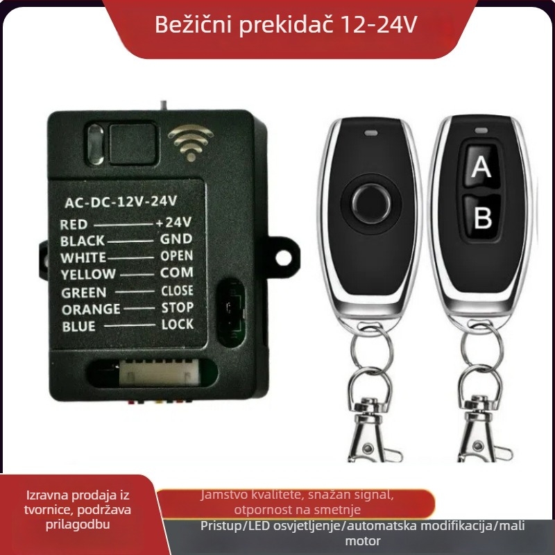 Bežični daljinski prekidač, 12/24V, dvokanalan, naprijed/natrag, FCC certifikacija