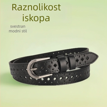 Ženski kaiš od PU kože s limenkom od legure i pin sponom, tanak profil, širina ispod 2 cm, vintage književni retro stil