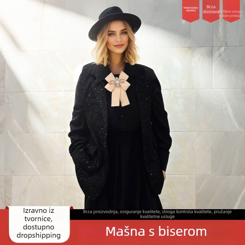 Mašna s cvijetom za ovratnik, ručno izrađena, unisex, poliester i pamuk, serija Princeza