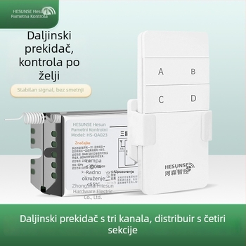 Daljinski upravljač prekidač za rasvjetu, tri puta bežično, bez kablova, LED rasvjeta, niska snaga, četverosmjerni prekidač