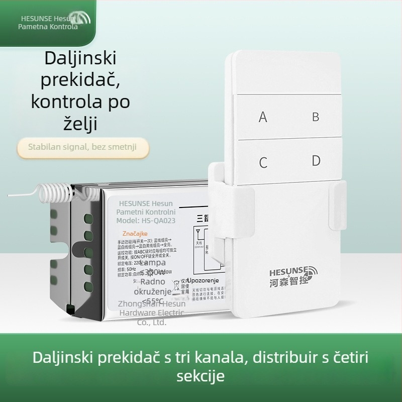 Daljinski upravljač prekidač za rasvjetu, tri puta bežično, bez kablova, LED rasvjeta, niska snaga, četverosmjerni prekidač