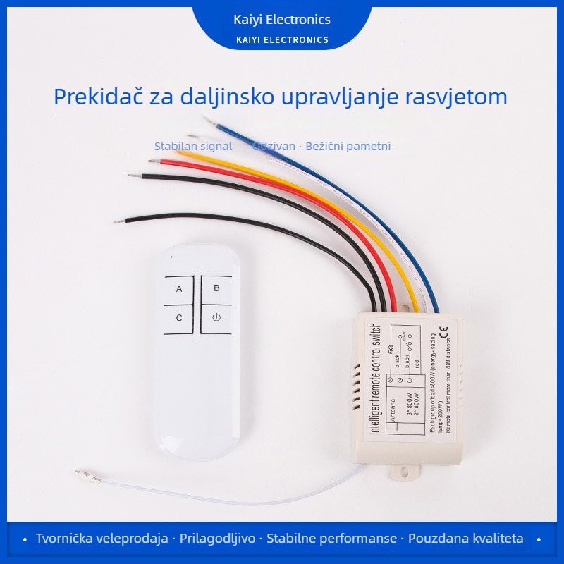 Daljinski prekidač rasvjete 220V, bežično za više svjetala, inteligentni digitalni segmentirani prekidač, CE certifikat, radna temperatura 0–90°C