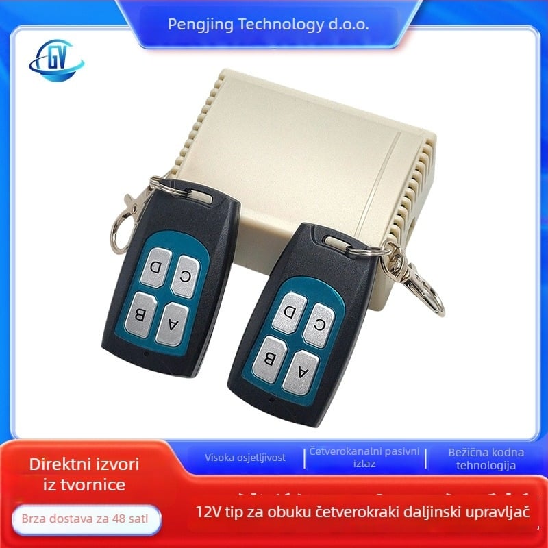 Bežični prekidač s daljinskim upravljačem, model GVRK04S-12, CE certifikat, radna temperatura -20 do 65°C