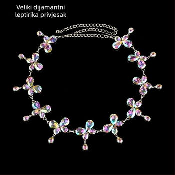 Pojas za belly dance, metalna osnova, ukrašena kristalima i perlama, sjajna površina, svestran stil, s jednim omotom oko struka