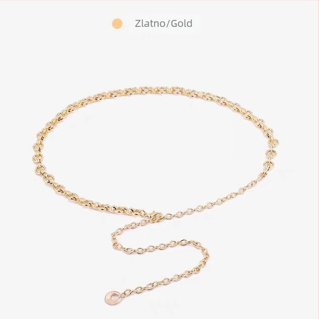 Kaiš za struk s metalnom lancem — svestran stil, ženski mladi dopuna (Materijal: Metal; Stil: Svestran; Spol: Žena; Uzrast: Mlađi; Broj pojasa: Jedan krug)