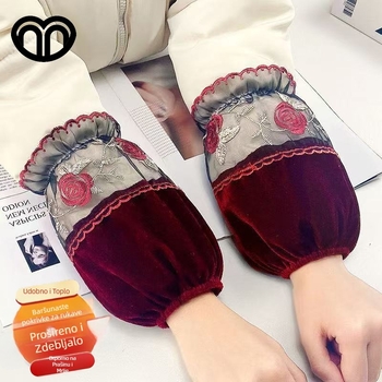 Set velvet rukava s florálnim uzorkom, otporan na mrlje, izvezen, za odrasle