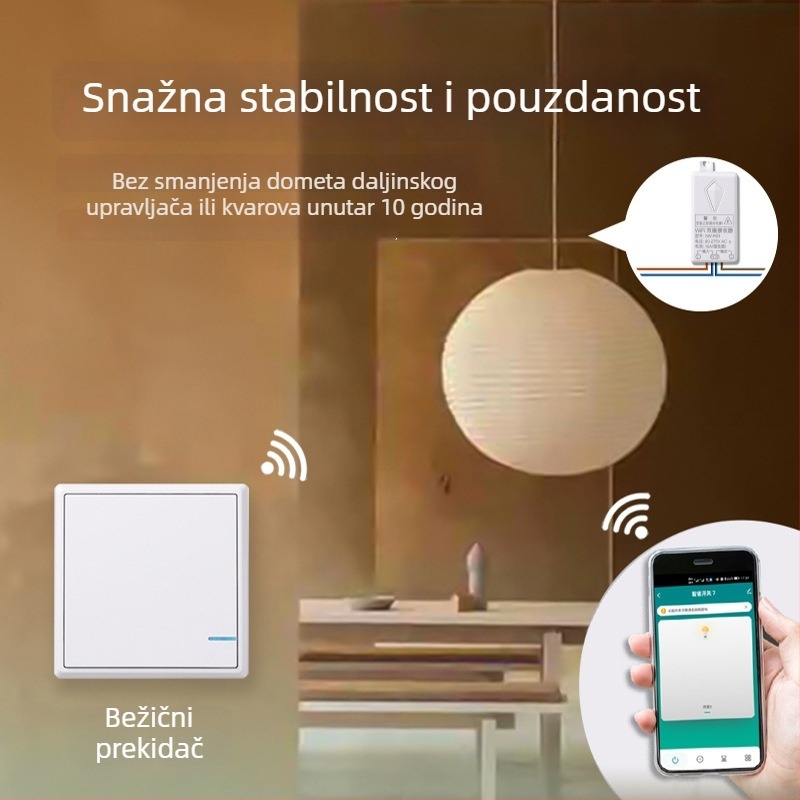 Bežični daljinski prekidač za rasvjetu, vodootporan za kupaonicu, -40 do 70 °C, pogodnan za kuće, urede i hotele, s certifikatom IC/ROHS/FCC/UKCA