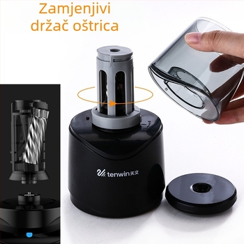 Električni oštrilac za olovke 8010 – električni pogon, ABS kućište, pakiranje u kartonskoj kutiji