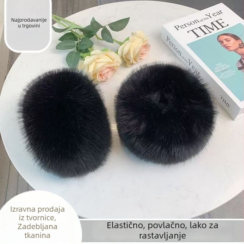 Manšete za zapešće od umjetne lisice dlake — unisex, tople, monohromatski uzorak, postupak bojenja tie-dye, pogodna za zimu, proljeće i jesen
