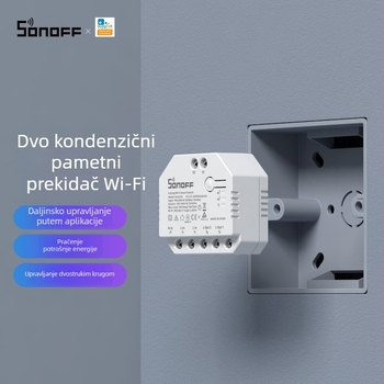 Sonoff DualR3 Yiweilian WiFi pametni prekidač, dvostruko rele, 100–240 V AC, 10 A, razmak montažnih rupa 10 mm, kućište od plamootporne PC, bakrena pločica