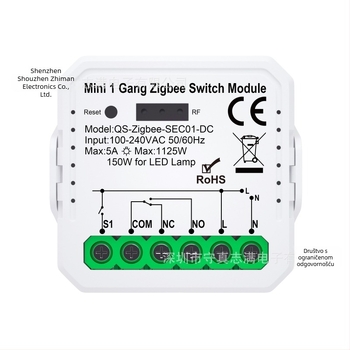 SZZM Zigbee pametni prekidač sa suhim kontaktom, 100-240V AC, 5A