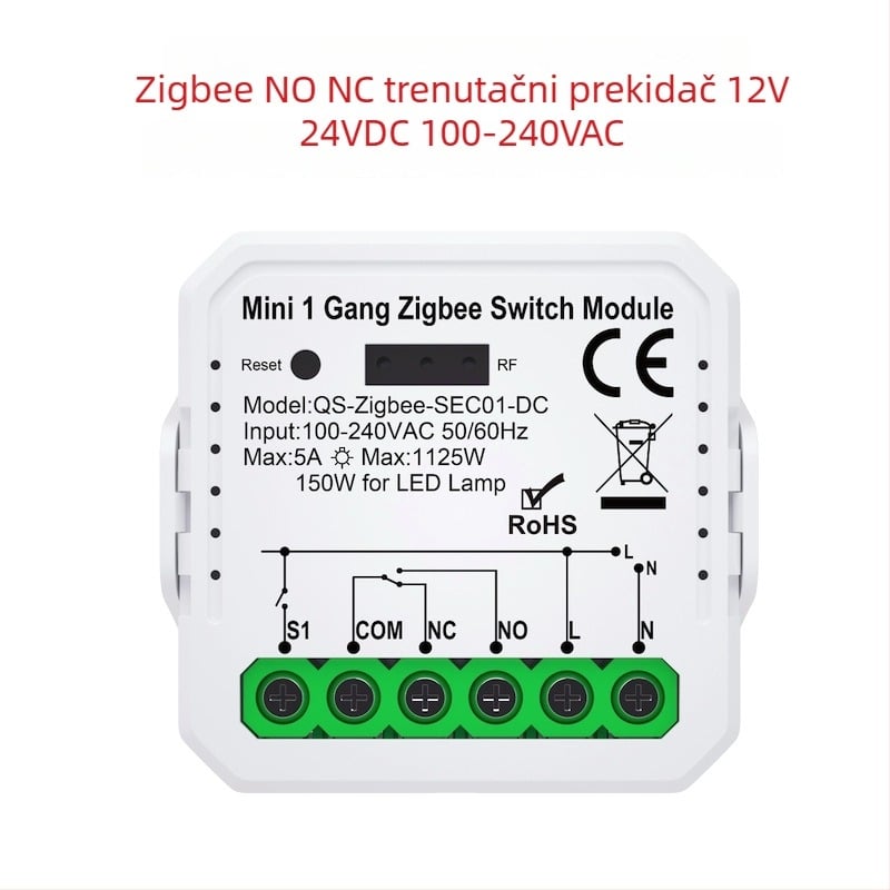 SZZM Zigbee pametni prekidač sa suhim kontaktom, 100-240V AC, 5A