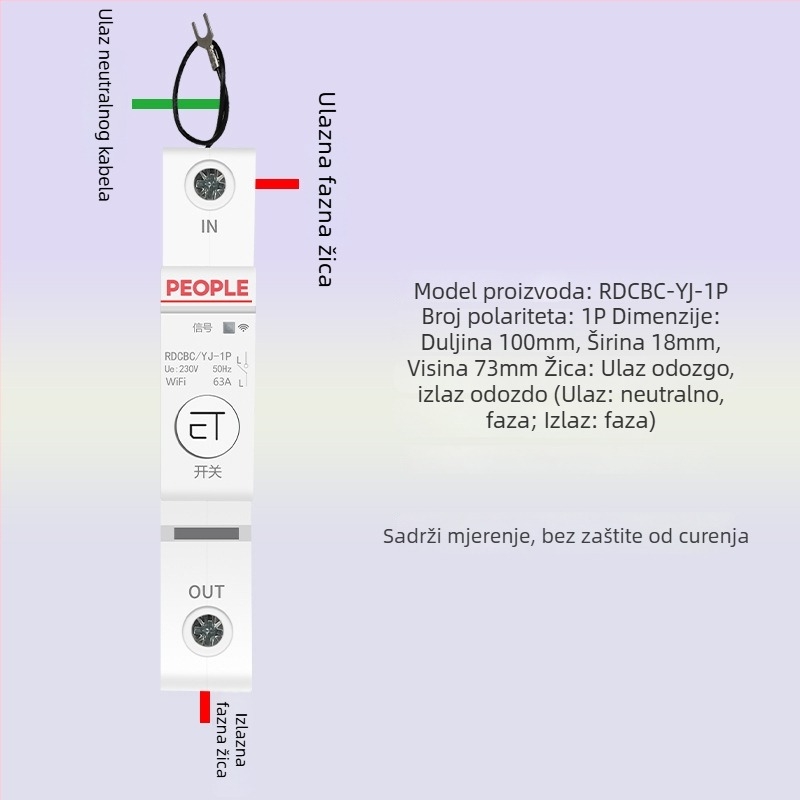 Inteligentni WiFi prekidač kruga s daljinskim upravljanjem putem mobilnog telefona i vremenskim prekidačem, 220V AC, 63A, podesivo do 15000W