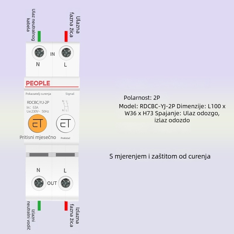 Inteligentni WiFi prekidač kruga s daljinskim upravljanjem putem mobilnog telefona i vremenskim prekidačem, 220V AC, 63A, podesivo do 15000W