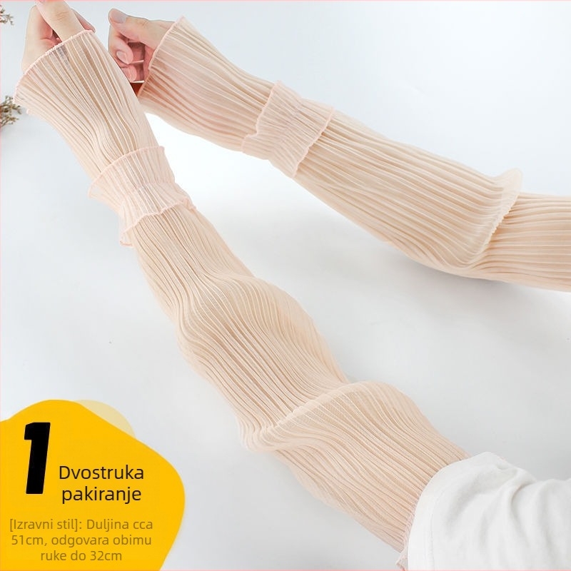 Rukavice za UV zaštitu, mrežica od ledenog satena i čipka, poliester