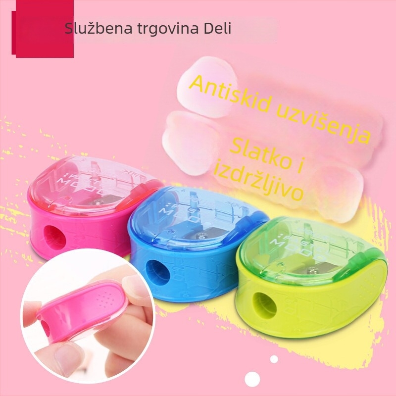 Deli 0578 oštrač olovaka, ručni, plastični, geometrijski dizajn
