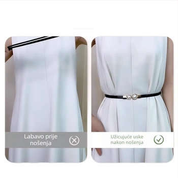 Saint-wang Pearl Thin Belt za žene — magnetsko zatvaranje, plastična kopča, širina 2–4 cm, poslovni stil dodatak
