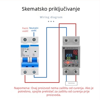 WiFi pametni mjerač s prekidačem za curenje, 110–220V, 63A, zaštita od prenaponske i podnapetosti