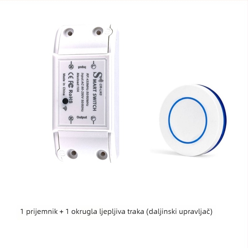 Bežični daljinski prekidač za rasvjetu, 433 MHz RF, 220V, samoljepljiv (433 MHz RF, 220V, bežični, samoljepljiv)
