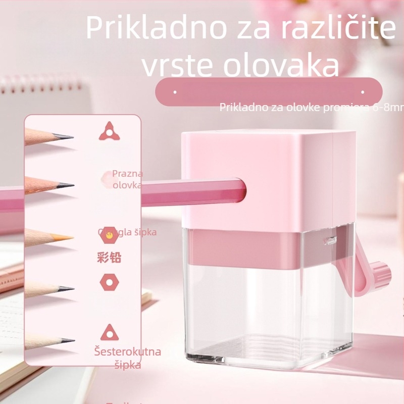 Ručni oštrač olovke — za osnovnu školu, plastika, geometrijski oblik, 200 g