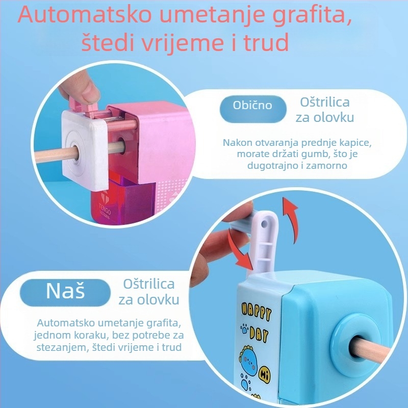 Xudele oštrilica za olovke - ručna, s okretanjem, plastično kućište, za djecu, za osnovnu školu