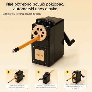 Ručni oštrivač olovaka s višestrukim otvorima i podesivom debljinom, plastično kućište, model JY-046