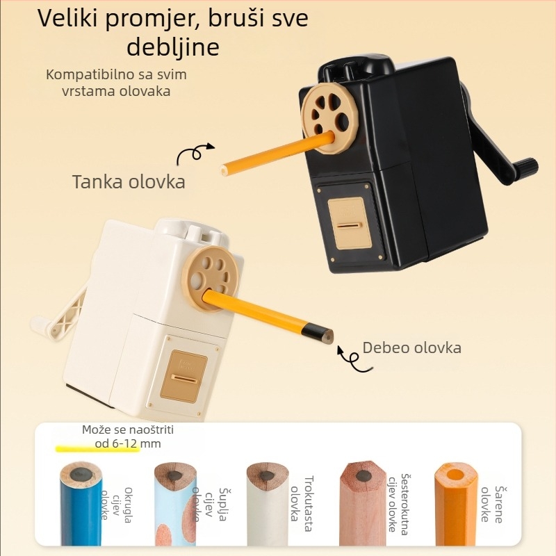 Ručni oštrivač olovaka s višestrukim otvorima i podesivom debljinom, plastično kućište, model JY-046