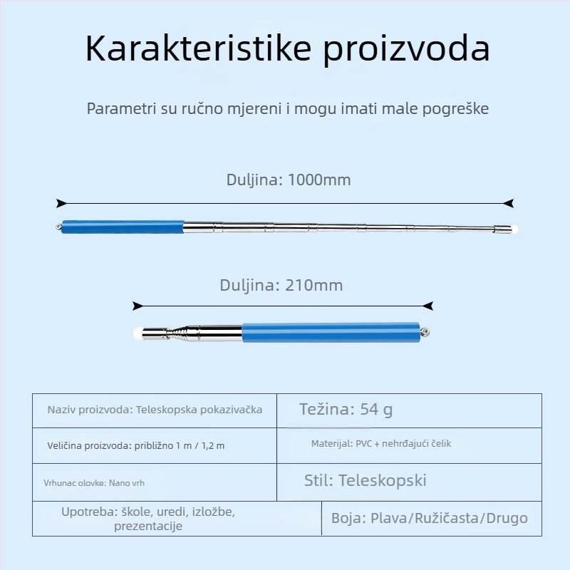 TPEN laserska olovka za preokret stranica – ručna, prijenosna, teleskopksa, od nehrđajućeg čelika; za osnovne i srednje škole