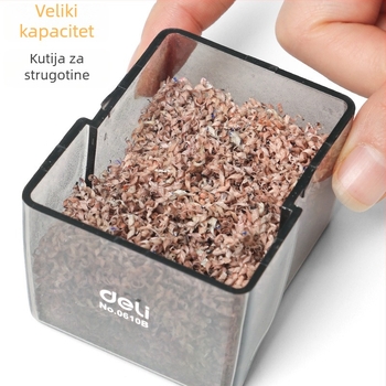 Deli 0610B oštrač olovaka – ručni, plastični, geometrijski dizajn