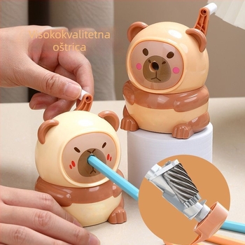 Eqiaoshou 1865 plastično oštrilo za olovke u obliku medvjedića, crtani lik, ručno pokretano