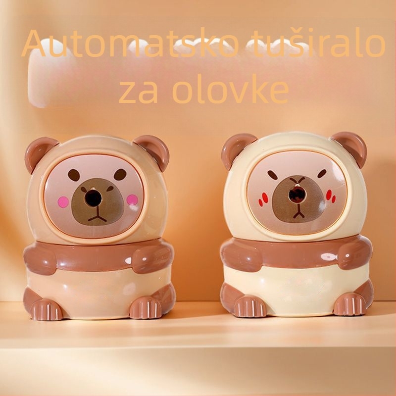 Eqiaoshou 1865 plastično oštrilo za olovke u obliku medvjedića, crtani lik, ručno pokretano