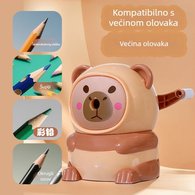 Eqiaoshou 1865 plastično oštrilo za olovke u obliku medvjedića, crtani lik, ručno pokretano