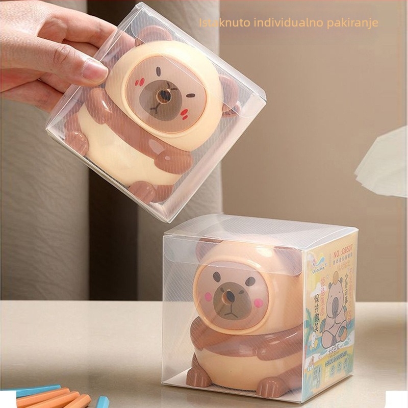 Eqiaoshou 1865 plastično oštrilo za olovke u obliku medvjedića, crtani lik, ručno pokretano