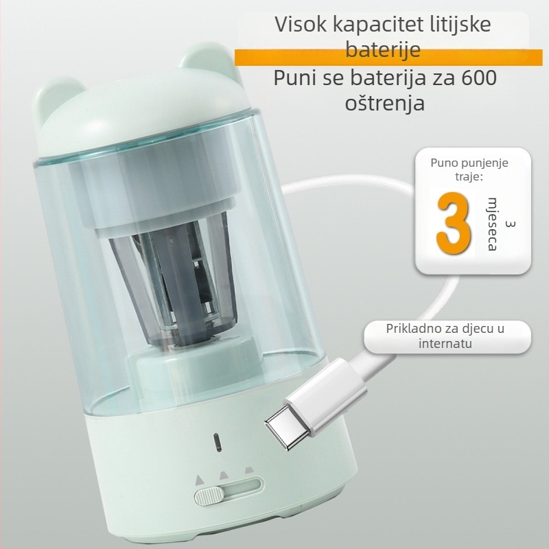 Električna potpuno automatska oštrivač za olovke JY-023 – 3 razine podešavanja, Li-ion baterija 1800 mAh, ABS materijal