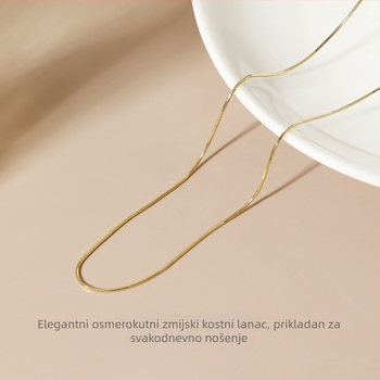 Ogrlica od srebra S925, lanac zmijskog kostiju, materijal privjeska: S925 srebro, elektroplatiranje, težina 1,36 g