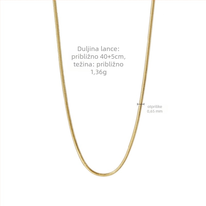 Ogrlica od srebra S925, lanac zmijskog kostiju, materijal privjeska: S925 srebro, elektroplatiranje, težina 1,36 g