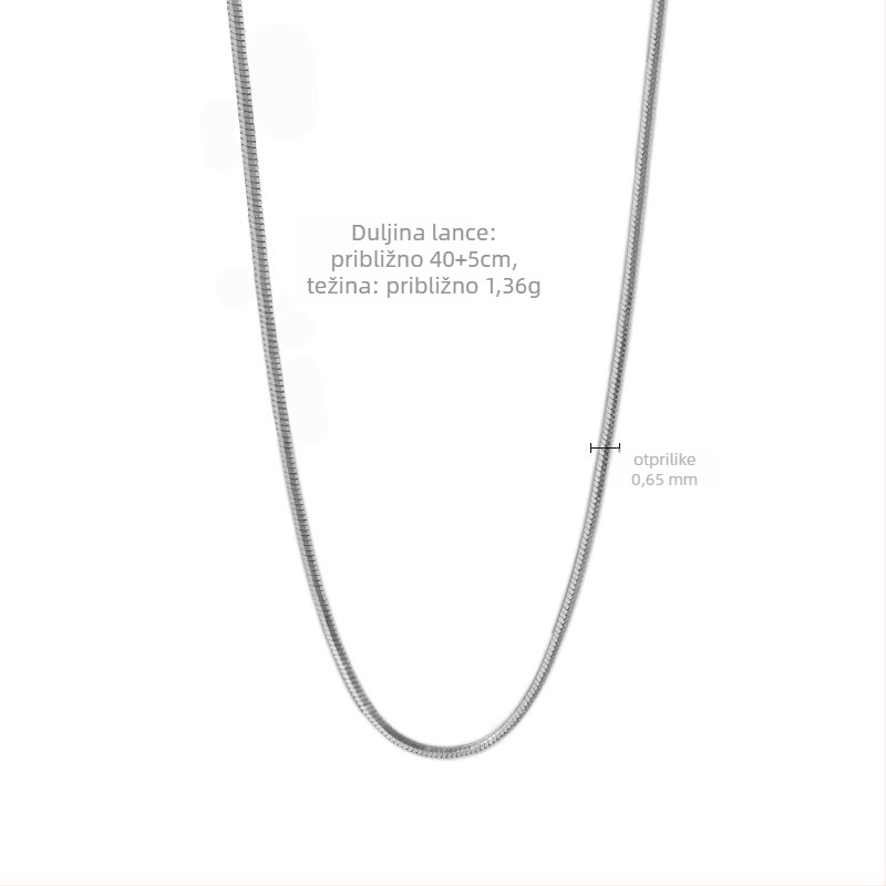 Ogrlica od srebra S925, lanac zmijskog kostiju, materijal privjeska: S925 srebro, elektroplatiranje, težina 1,36 g