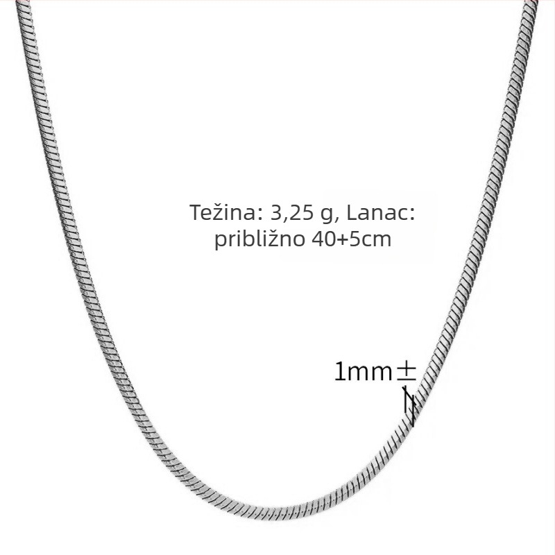 Ogrlica od srebra S925, lanac zmijskog kostiju, materijal privjeska: S925 srebro, elektroplatiranje, težina 1,36 g