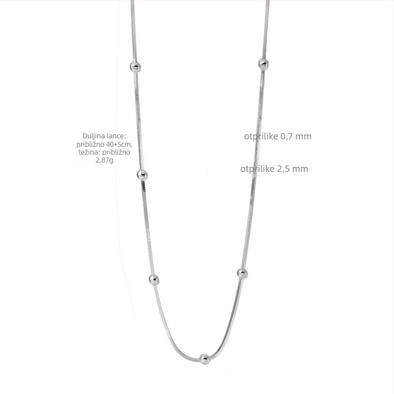 Ogrlica od srebra S925, lanac zmijskog kostiju, materijal privjeska: S925 srebro, elektroplatiranje, težina 1,36 g
