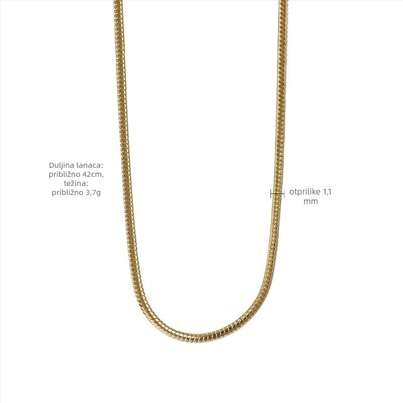 Ogrlica od srebra S925, lanac zmijskog kostiju, materijal privjeska: S925 srebro, elektroplatiranje, težina 1,36 g