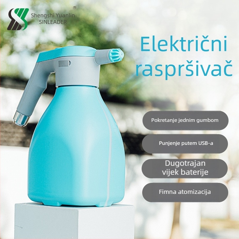 Električni vrtni prskalice, model YL-1006-2; protok 1–2 L/min; brzina 3500 rpm; električno napajanje; pogodan za čaj, povrće, travnjak, voćke i živicu