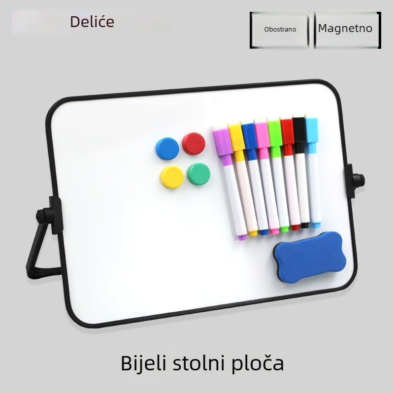 Dvostrano magnetska stolna ploča s plastičnim okvirom i metalnim panelom – Edukativni alat za djecu