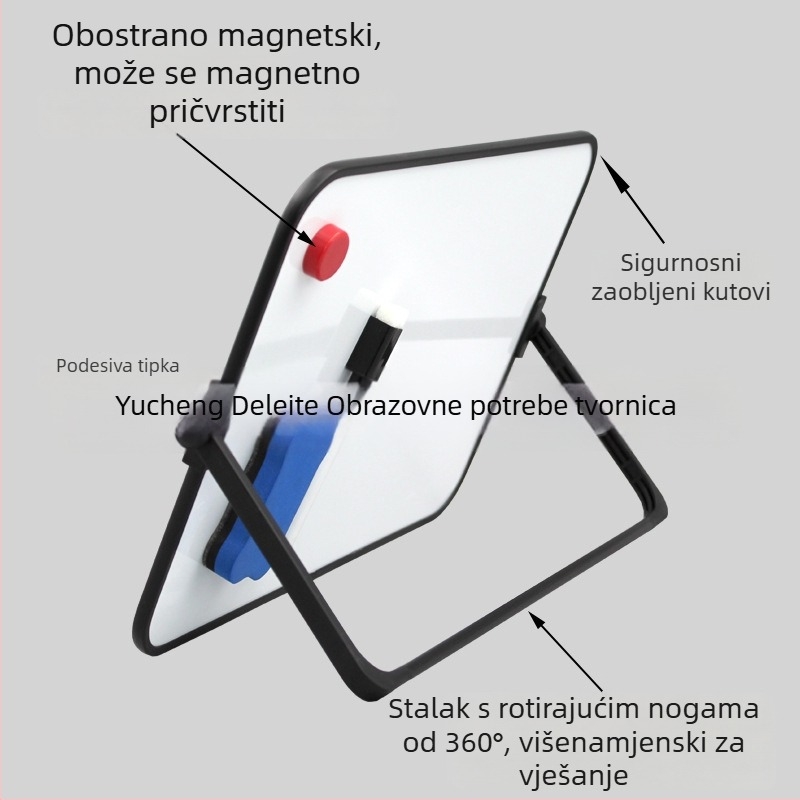 Dvostrano magnetska stolna ploča s plastičnim okvirom i metalnim panelom – Edukativni alat za djecu