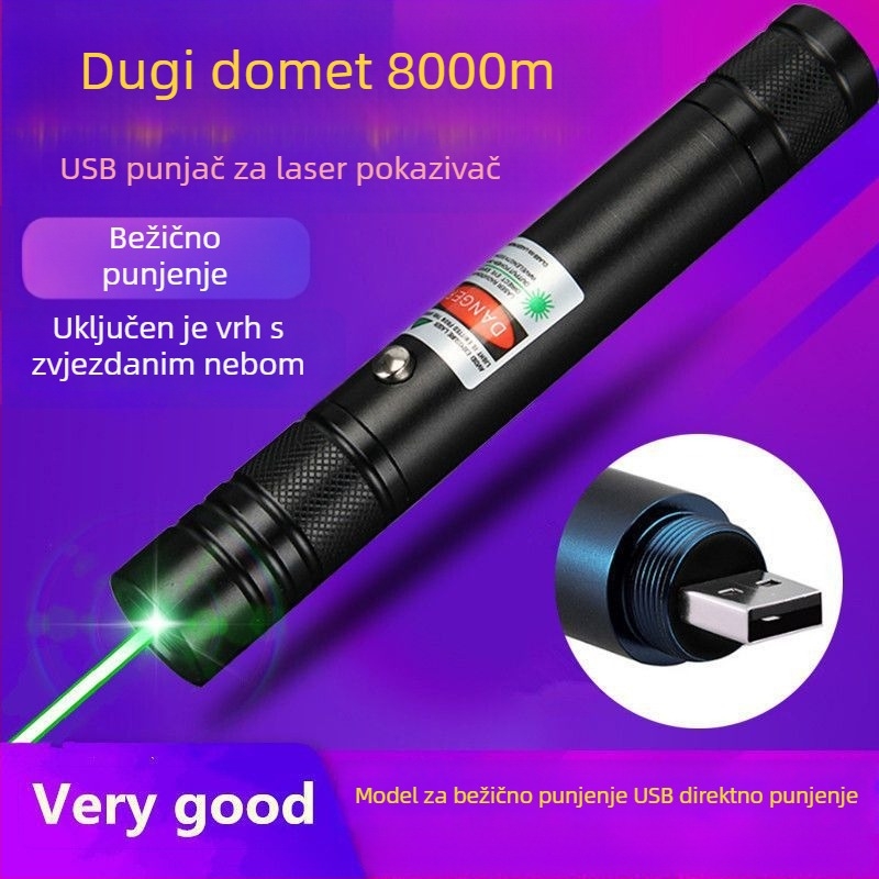 Jedinstveno USB-punivo lasersko pokazivačko olovka sa zelenim svjetlom