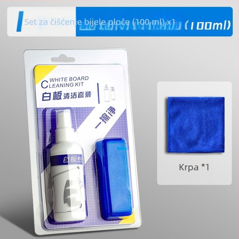 Čistač za bijelu ploču s krpom za čišćenje; uklanja mrlje markerom i briše pisanje (1 bočica)